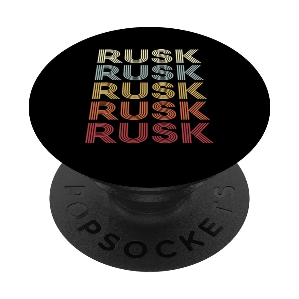 Black Rusk Texas Rusk TX Retro Vintage Text PopSockets Swappable PopGrip