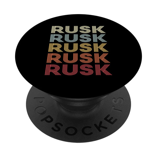 Black Rusk Texas Rusk TX Retro Vintage Text PopSockets Swappable PopGrip