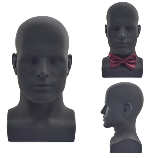 White Smoke VEELTRAS Male Mannequin Head PVC Professional Head Model Cosmetology Male Mannequin Head Display for Wigs Hat Mask Scarf Sunglasses with Mount Hole (Matte black)