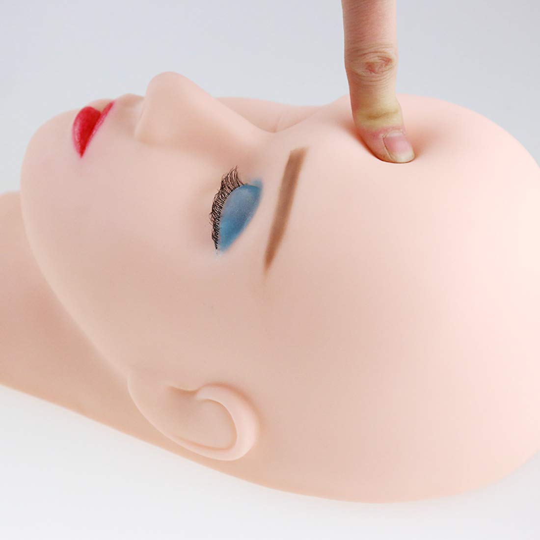 Tan Foraineam 2-Pack Practice Training Head Rubber Cosmetology Mannequin Doll Face Head For Eyelashes Makeup Massage Practice