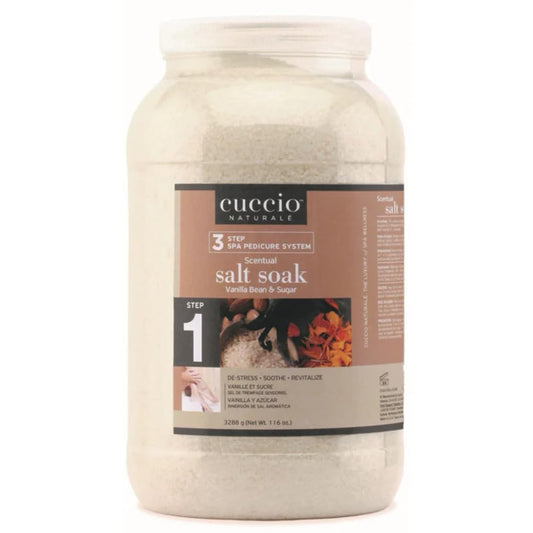 Antique White Cuccio Naturale Scentual Salt Soak 116 oz – Vanilla Bean & Sugar – Step 1 Spa Pedicure System – Hydrating Exfoliating Foot Soak with Sea Salts – Softens, Soothes & Refreshes Skin – Resealable Tub