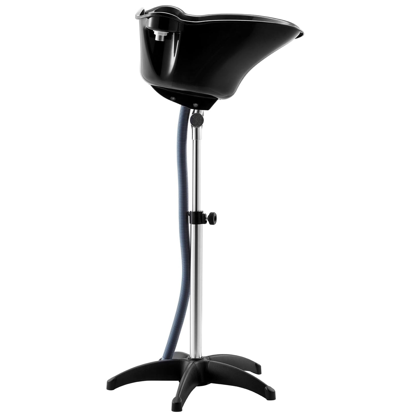 White Smoke VEVOR Portable Shampoo Bowl, Deep Shampoo Sink with Adjustable Height & Angle, Includes Drain Hose, Shower Head, Lightweight Hair Wash Basin for Barber Salon Spa Center & Home Use, Black