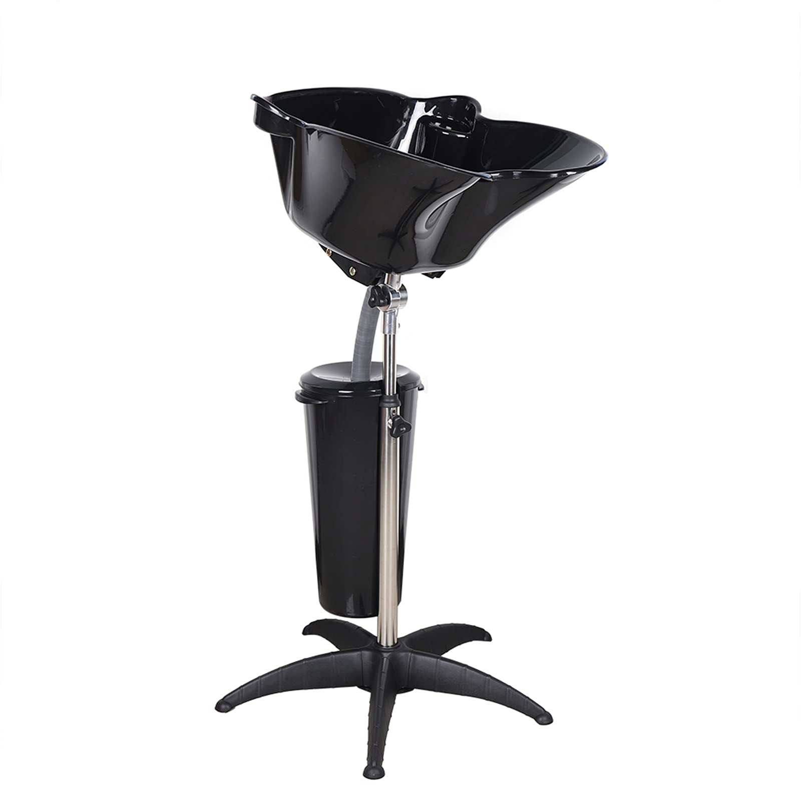White Smoke HinLIaDa Portable Shampoo Bowl, Height-Adjustable Hair Washing Sink, Salon Deep Shampoo Basin Sink for Washing Hair, Barber Salon Spa Beauty Sink Equipment Unit with Drain Pipe and Bucket (Black)