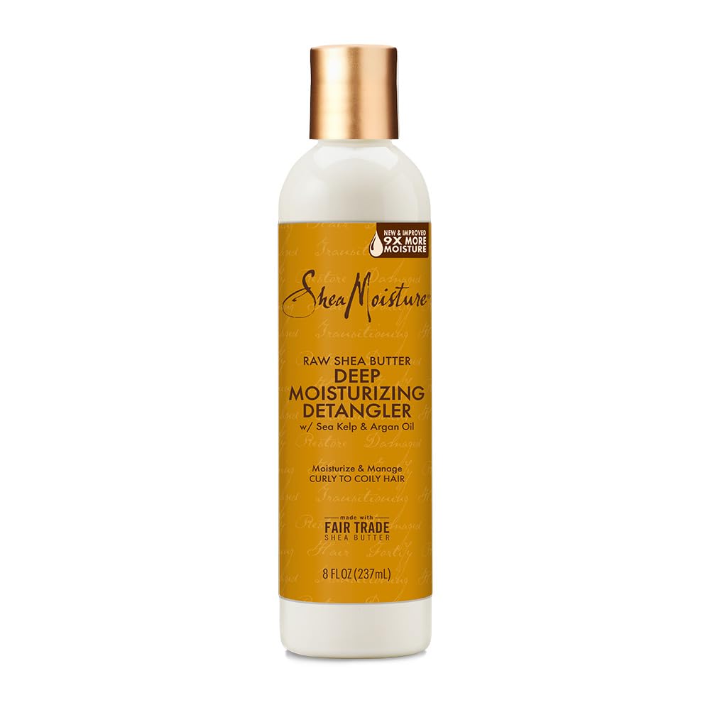Dark Goldenrod SheaMoisture Raw Shea Butter Deep Moisturizing Detangler for Dry, Damaged Hair, Hair Styling Product Formulated with Sea Kelp and Argan Oil 8 oz