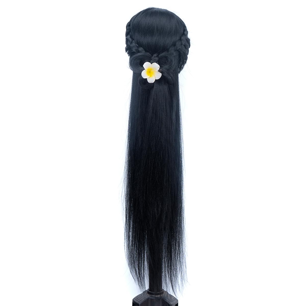 White Smoke Mannequin Head with Hair 26" mannequin doll head styling manikin head Cosmetology Doll Head Multicolored Synthetic Fiber Hair Table Clamp Stand Included)(black YK)