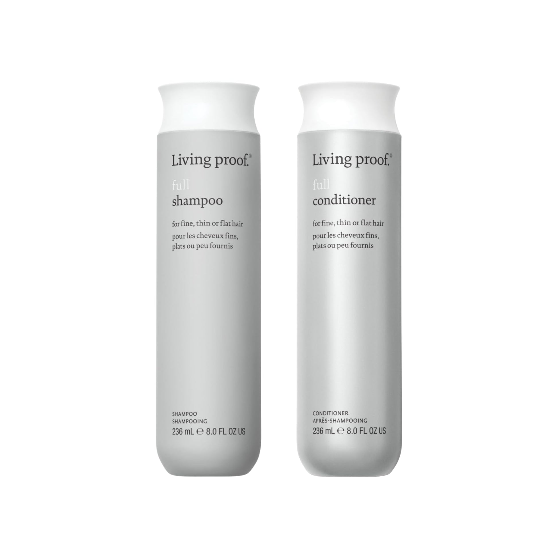White Smoke Living proof Full Shampoo & Conditioner Duo Volume & Moisturizing Set for Thin Hair, Paraben & Silicone Free, Safe for Color Treated Hair