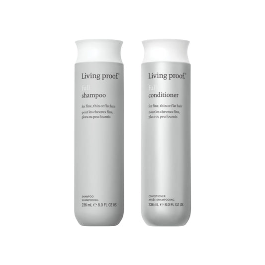 White Smoke Living proof Full Shampoo & Conditioner Duo Volume & Moisturizing Set for Thin Hair, Paraben & Silicone Free, Safe for Color Treated Hair