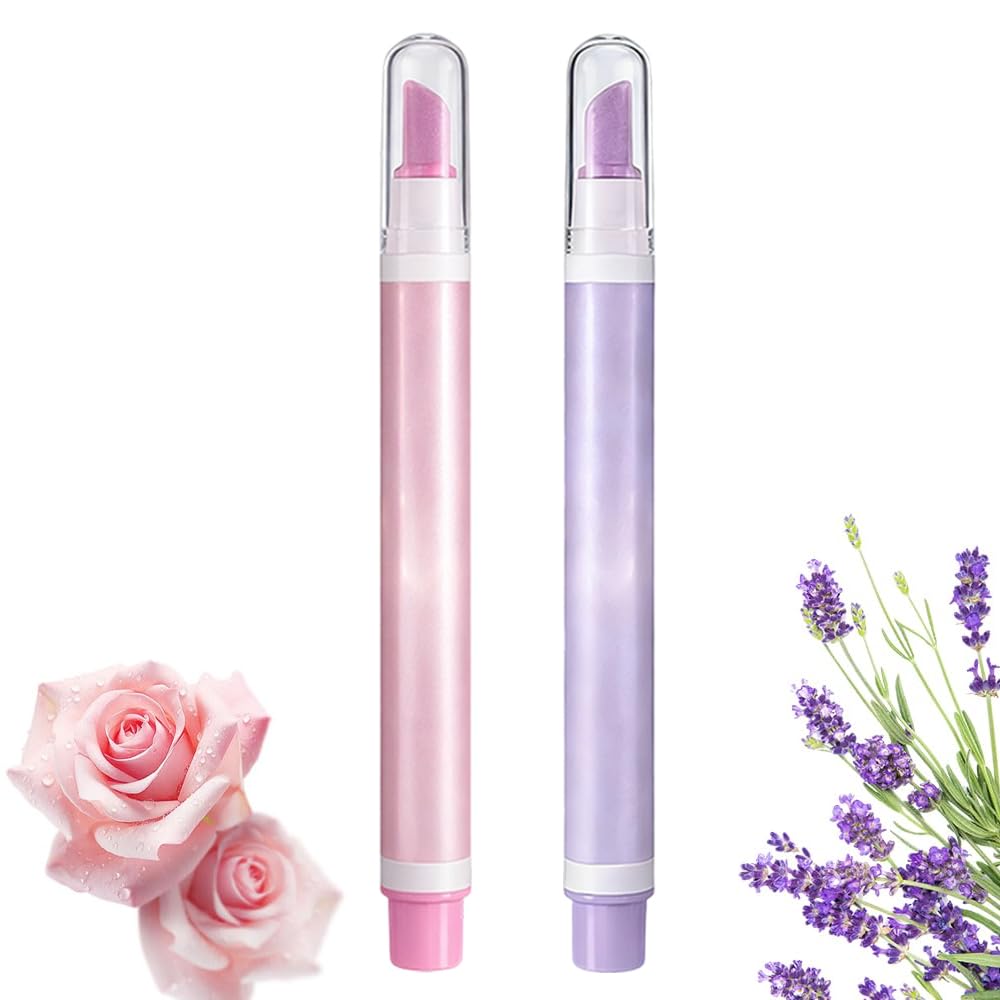 White Smoke Jurfest 2-In-1 Cuticle Oil Pusher Pen,Ceramic Cuticle Remover, Portable Nail Oil Pen, Moisturizing Supports a strong look For Nail Salon, Gentle Hangnail Remover For Women (Rose + Lavender)