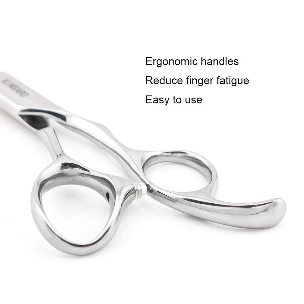 White Smoke KINSARO 6 Inch Hair Cutting Scissors & 6 Inch Hair Thinning Scissors, V Shape Teeth, Stainless Steel, Silver, Ambidextrous, Thinning, Compact