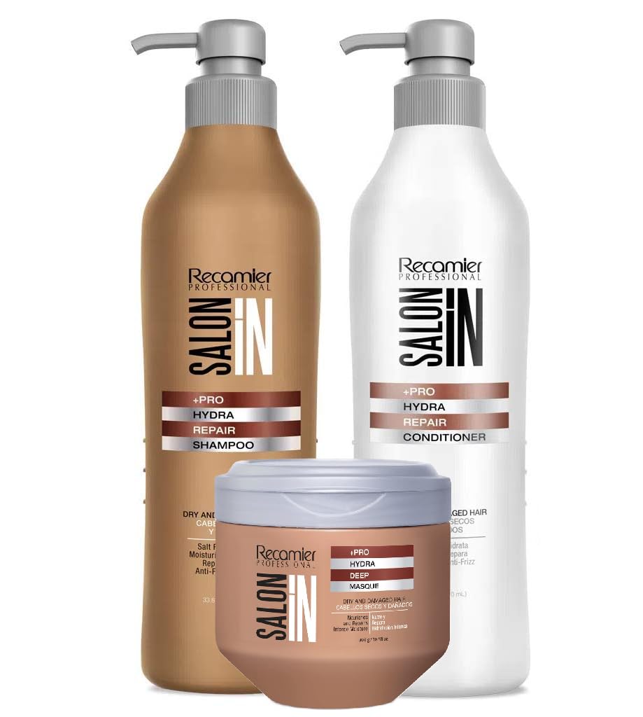 White Smoke Recamier Professional Salon In +Pro Hydra Repair Hair 3 pack kit - Shampoo 33.8oz + Conditioner 33.8oz + Deep Treatment Mask 10.58oz