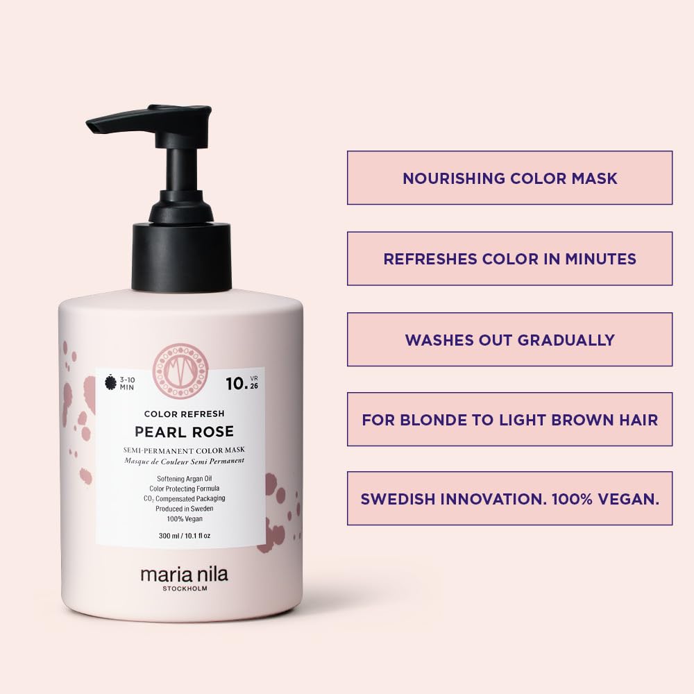 Misty Rose Maria Nila Color Refresh, Pearl Rose 10.1 Fl Oz, Soft Pink Hair Mask, Semi-Permanent Pigments, 100% Vegan & Sulfate/Paraben free