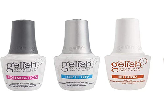 White Smoke Gelish Terrific Trio Essentials 15 Milliliter Basic Care Soak Off Manicure Gel Nail Polish Kit with Foundation, pH Bond and Top It Off Gel