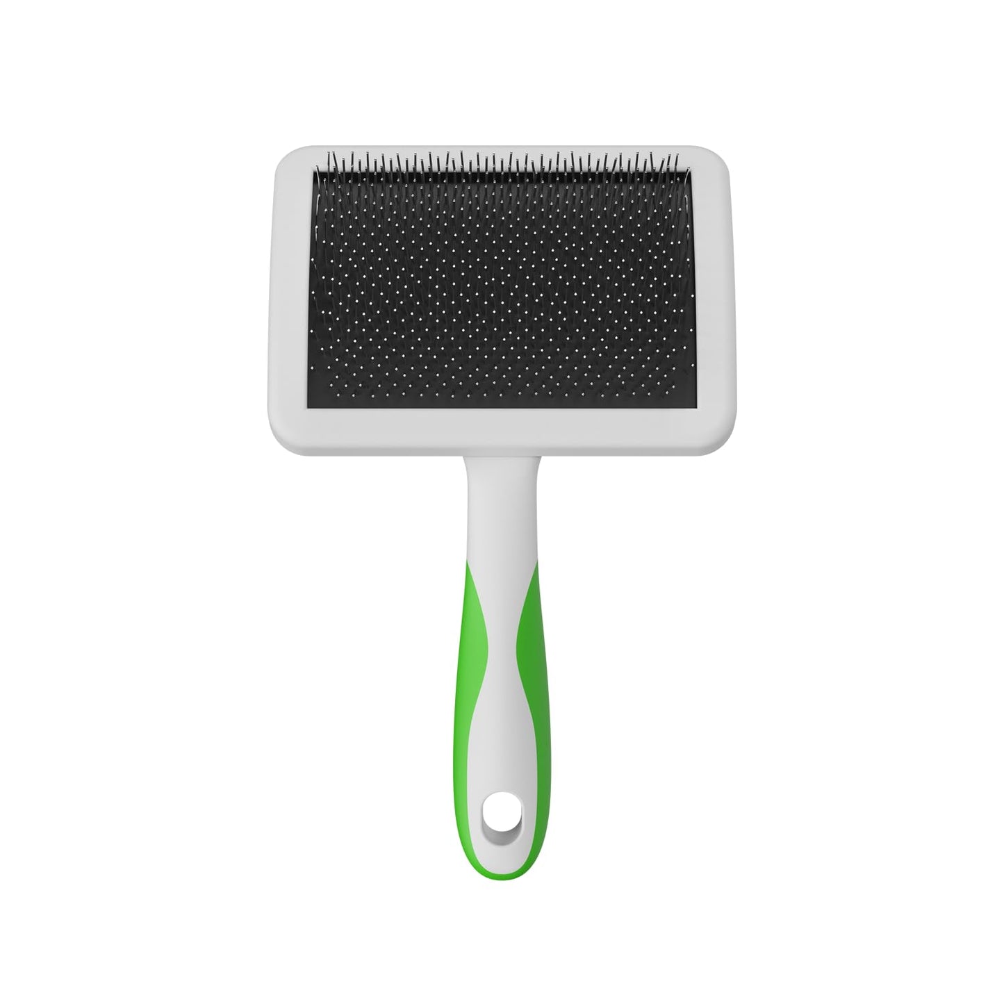 White Smoke Andis 68540 Self-Cleaning Animal Slicker Brushes with Curved Stainless-Steel Bristles for All Breeds - Reduces Shedding by Up to 90%, Removes Tangles, Dirt & Loose Hair – Large, Green