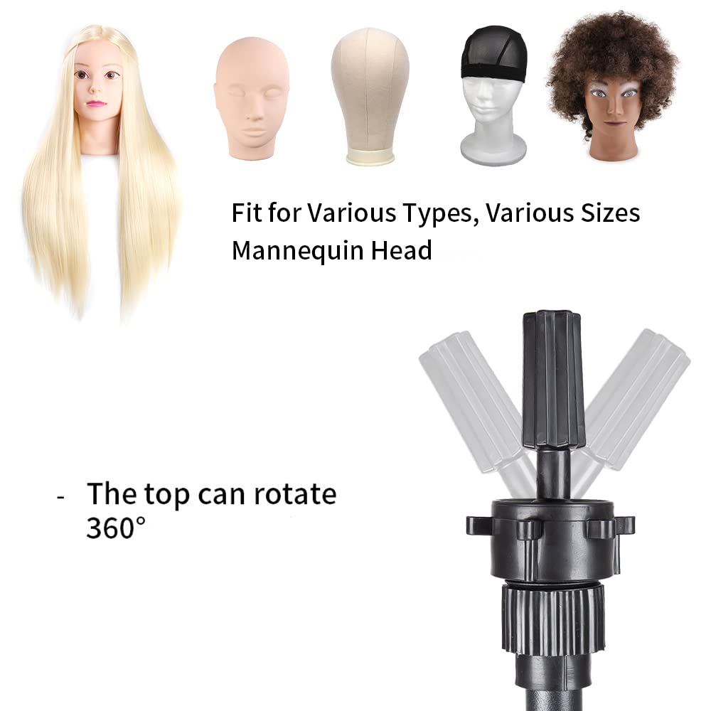 White Smoke ZQIAN BEAUTY 25 Inch Wig Stand Tripod, Adjustable Mannequin Head Stand, Wig Head Stand for Training Heads And Canvas Block Head (Mannequin Head Not Included)