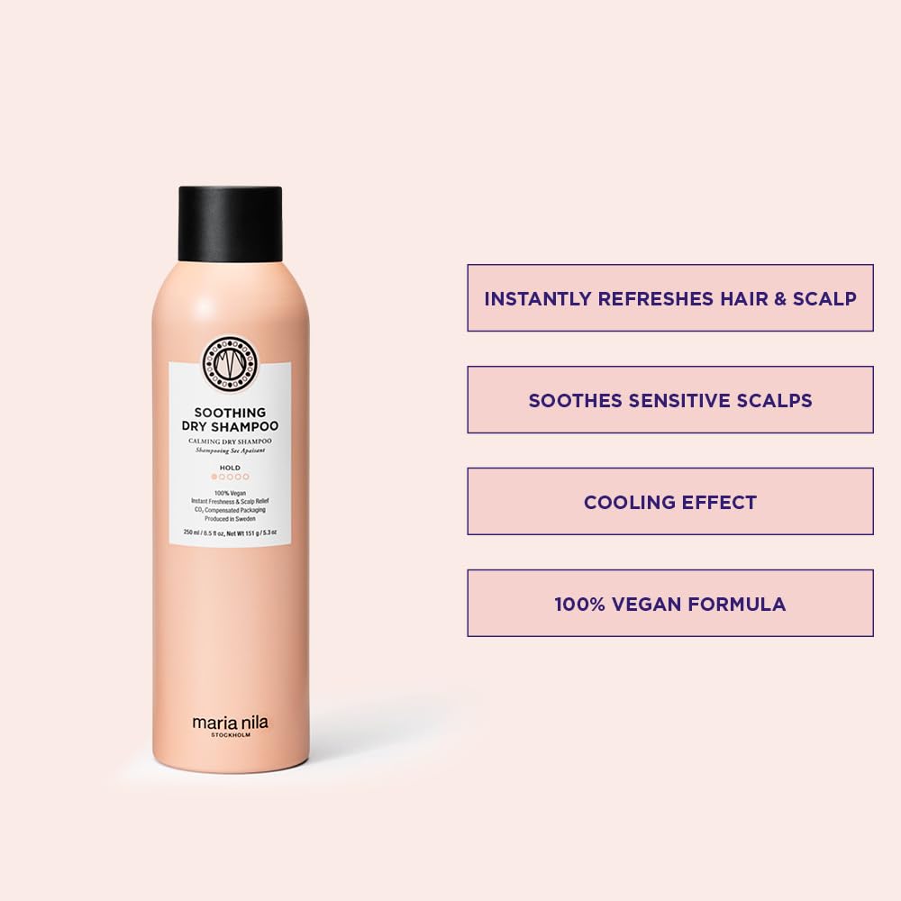Misty Rose Maria Nila, Soothing Dry Shampoo, Hold 1/5, Freshens up Greasy Hair & Soothing for Scalp, 100% Vegan & Sulfate/Paraben free, 6.9 Fl Oz