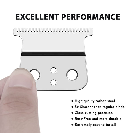 White Smoke 2 Pcs Replacement Blades Compatible with Andis #04710 and Andis #04521 hair Trimmer Compatible with Andis T Outliner & GTX Trimmer(sliver steel T blade + sliver steel blade)