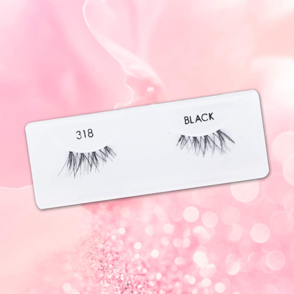 Misty Rose Ardell Accent Half Lashes 318 - Short Wispy Natural Looking Cat Eye for Everyday Wear, 4 Pack