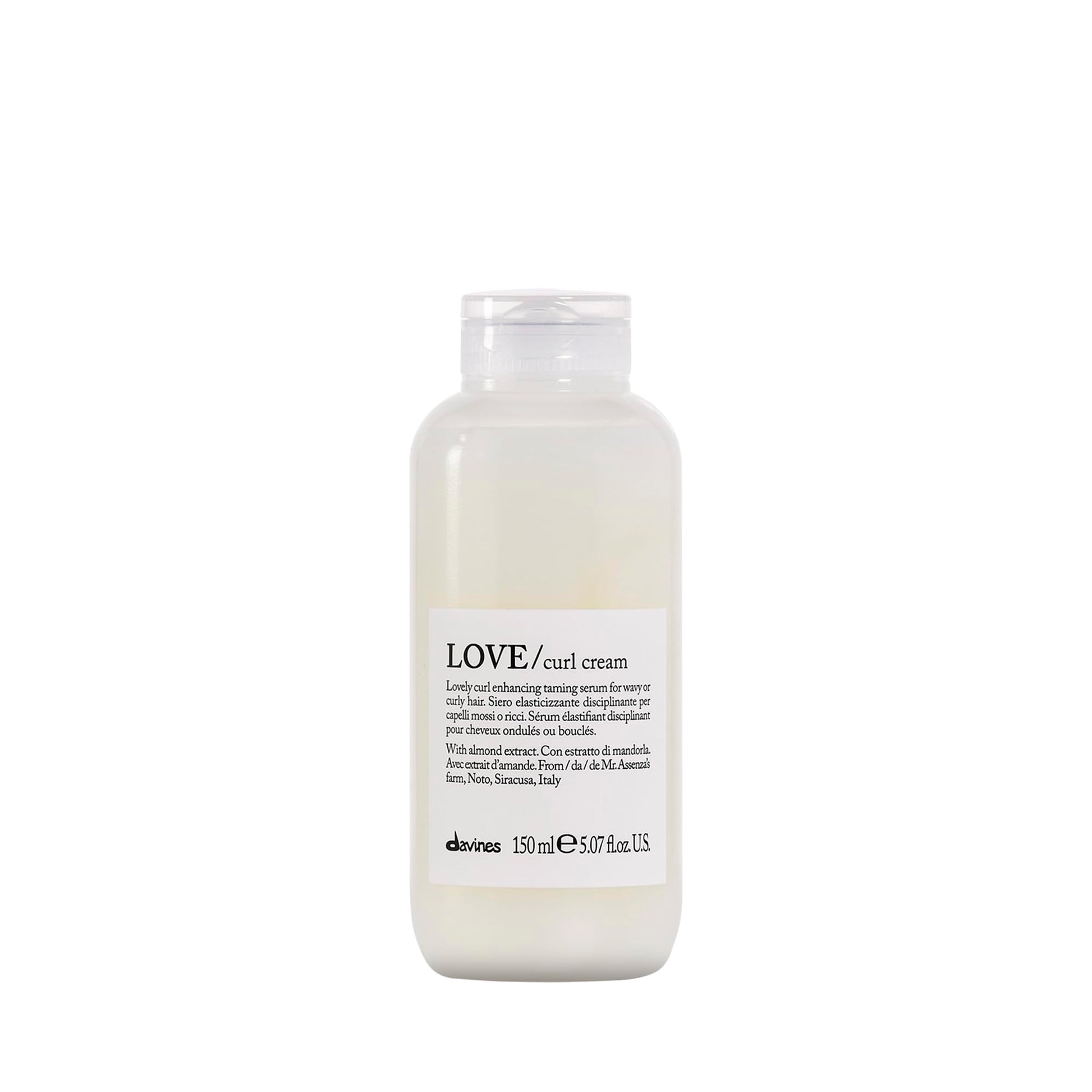 Light Gray Davines LOVE Curl Cream, Lightweight Leave-On Serum for Wavy and Curly Hair - Defines Curls for Better Softness & Shine without Leaving Residue with Almond Extract, 5.07 Fl Oz