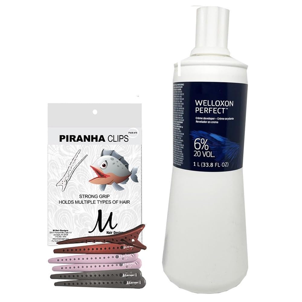 White Smoke Welloxon Perfect Developer 6% / 20 Vol 33.8 Fl Oz | For Koleston Perfect Hair Color and M Hair Designs Piranha Hair Clips (Bundle)