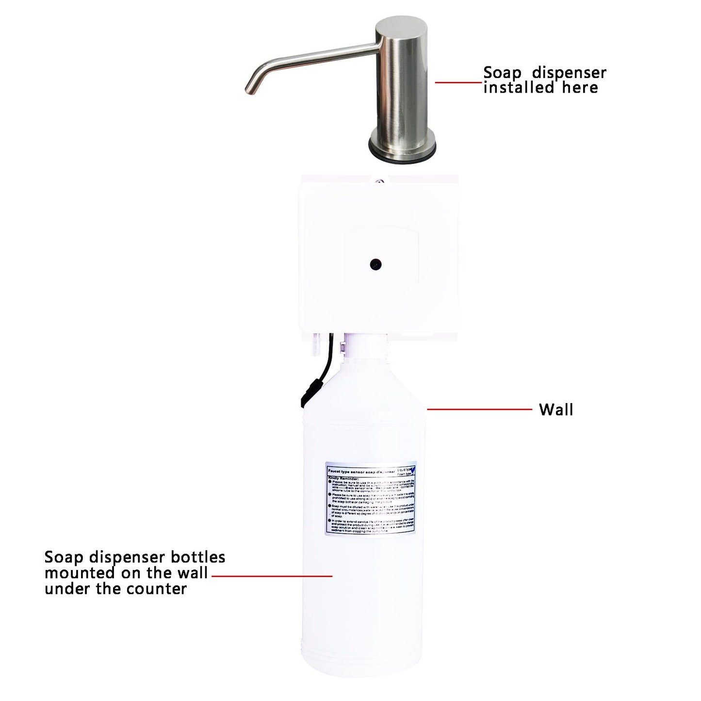 White Smoke EXVEST Automatic Touchless Soap Dispenser for Kitchen Sink, Brushed Nickel, High Capacity, Durable Material, Multiple Power Supply Modes, Versatile Use, Liquid Soap, Shampoo, Hand Sanitizer