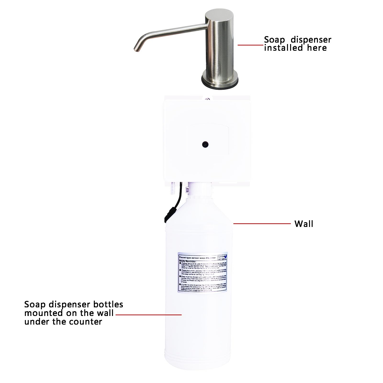 White Smoke EXVEST Automatic Touchless Soap Dispenser for Kitchen Sink, Brushed Nickel, High Capacity, Durable Material, Multiple Power Supply Modes, Versatile Use, Liquid Soap, Shampoo, Hand Sanitizer
