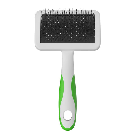 White Smoke Andis 68565 Stainless-Steel Slicker Brush for Dogs and Cats - Durable and Lightweight Grooming Tool for All Breeds and Fur Lengths, Reduces Shedding and Promotes Hair Growth - Medium, Green