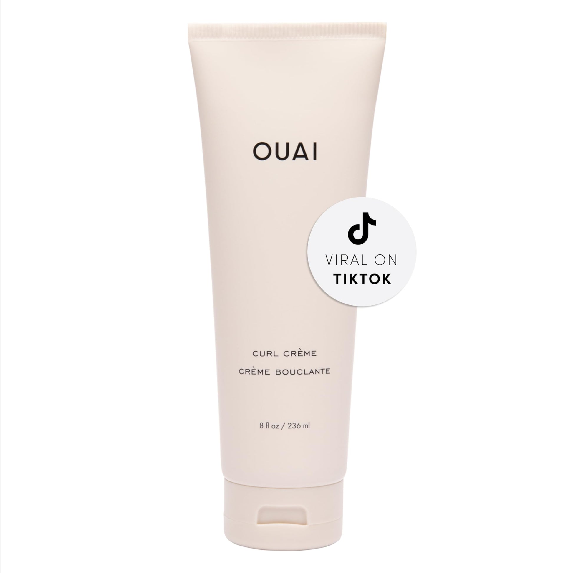 Light Gray OUAI Curl Cream - Curl Defining Cream with Chia & Linseed Oil - Enhances Definition, Hydration & Shine - Tames Frizz & Protects from Humidity - Silicone-Free Curly Hair Products for Women (8 oz)
