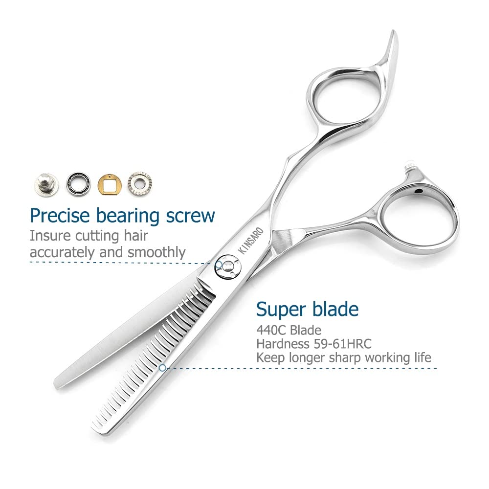 White Smoke Hair Thinning Scissors 5.75 Inch Hair Shears Professional Barber Scissors Sharp Hair Thinning Shears Convex Razor Edge 440c KINSARO for Hairdresser Barbershop or Home Use