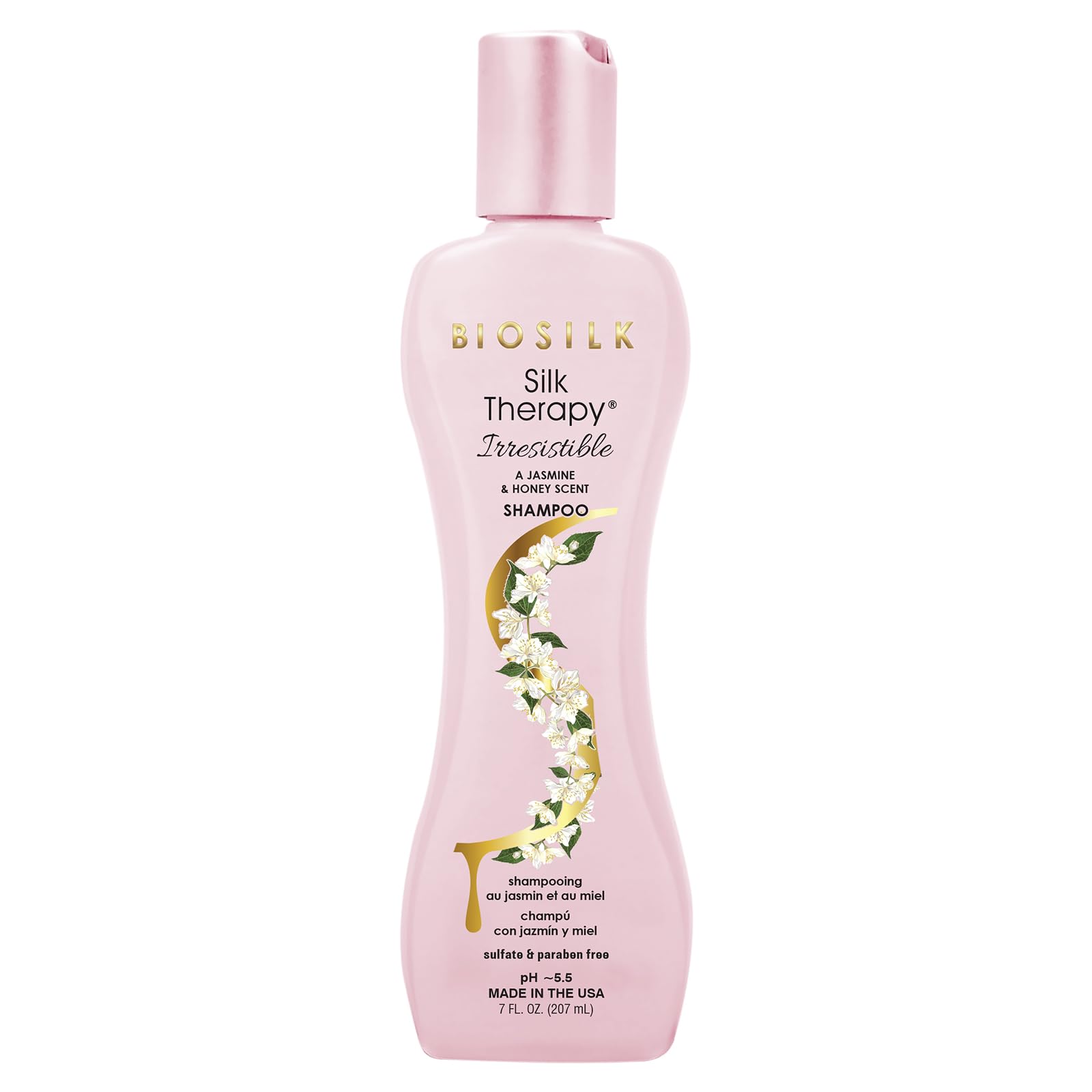 White Smoke BioSilk Irresistible Shampoo, Cleanses & Conditions Frizzy Hair, Jasmine & Honey Scent, Silk Proteins & Botanical Extracts, Sulfate-Free, Paraben-Free, Cruelty-Free, 7 Oz