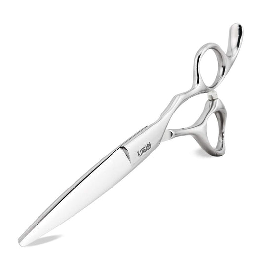 White Smoke Professional Hair Shears 6" Silvery Blind Hole Sharp Hair Cutting Scissors Haircut Barber Scissors Barber Shears Convex Edge 440C KINSARO for Hairdresser Barbershop or Home Use