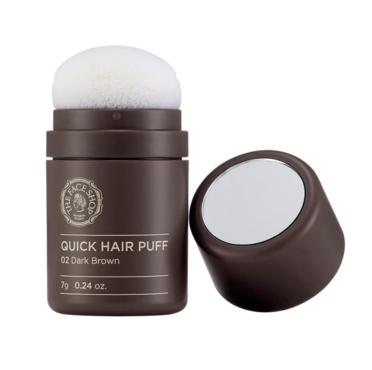 White Smoke The Face Shop Quick Hair Puff - Dark Brown - Root Touch Up Hair Color, Hairline Powder Conceals Hair Loss, Hair Toppers for Women & Men - Hair Fibers for Thinning Hair, Root Cover Up, Gray Concealer
