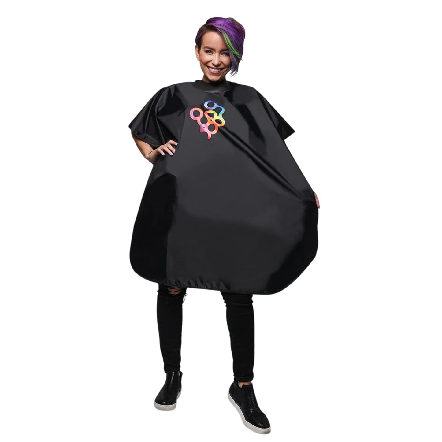 White Smoke FRAMAR Black Salon Cape – Shampoo Hair Cape, Salon Color Capes, Chemical Capes For Hairstylist, Hair Dressers Drape, Cosmetology Supplies, Barber Supplies - Snap Closure & Rubberized
