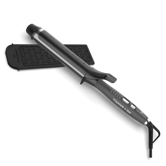 White Smoke Olivia Garden Titanium + Ion High Performance Professional Curling Iron - Dual Voltage, Snag-Free Styling - Fast Heat Up to 455°F with Heat Resistant Heat Mat/Pouch