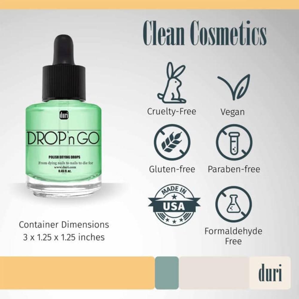 Light Gray duri Drop'n Go Quick Dry Nail Drops - Fast Drying Drops for Long Lasting Nail Polish 0.45 fl. oz. (Pack of 1)