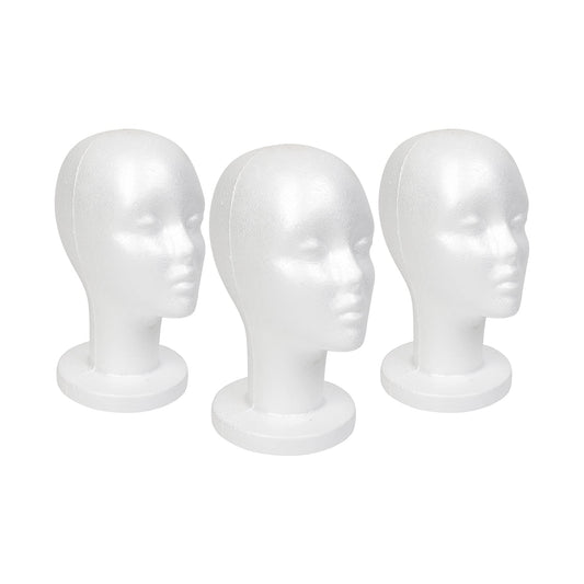 Lavender STUDIO LIMITED 11.4-Inch Styrofoam Mannequin Head (3 Pack) – White Foam Wig Display Stand for Wigs, Hats & Hairpieces, Professional Salon and Cosmetology Use