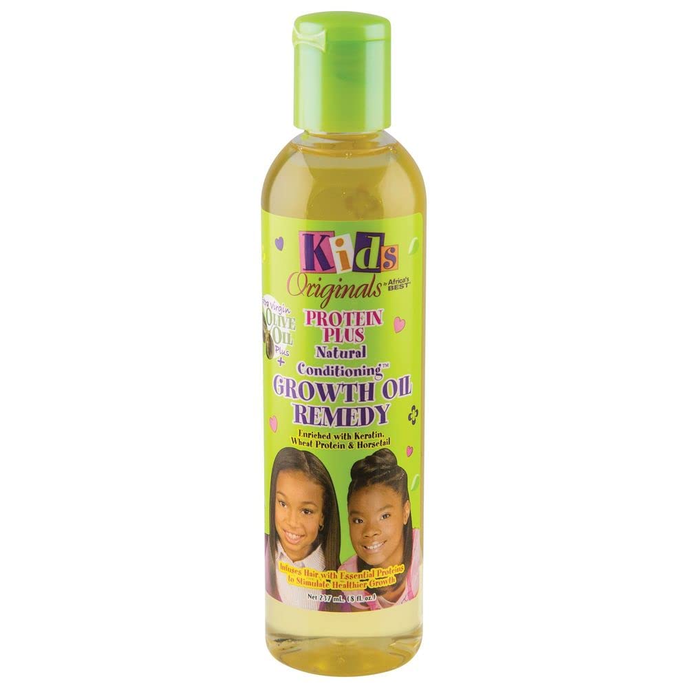 White Smoke Originals by Africa's Best Kids Protein Plus Growth Oil Remedy, Natural Conditioner Nourishes, Revitalizes and Repairs Hair, Ideal for Ponytails, Curls, Braids, Edges, 8oz