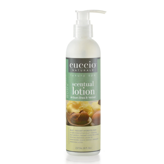 White Smoke Cuccio Naturale Scentual Lotion, Artisan Shea & Vetiver, 8 oz Body & Hand Lotion, Hydrating Moisturizer, Great for Massage, Paraben-Free, Cruelty-Free
