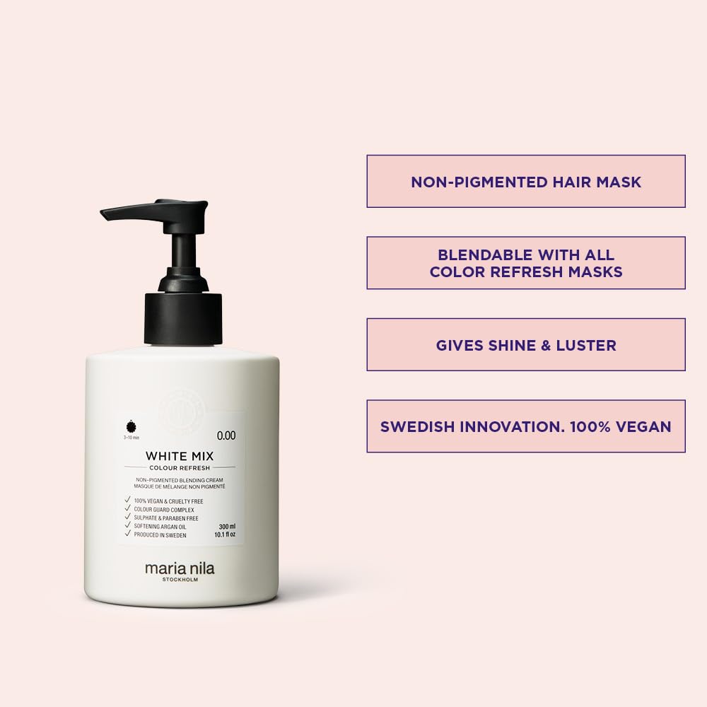 Misty Rose Maria Nila Color Refresh, White Mix 10.1 Fl Oz, Non-pigment Hair Mask, Brings out Pastel Colors when mixed, 100% Vegan & Sulfate/Paraben free