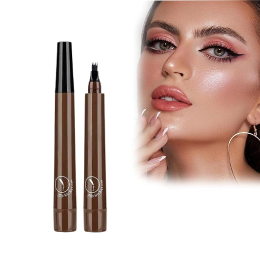 White Smoke Microblading Eyebrow Pencil, 2024 NEW Magic Eyebrow Tattoo Pencil 4 Fork Tip, Create Natural Hair-Like Brows, Waterproof Brow Pencil with Micro-Fork Tip (Dark Brown)