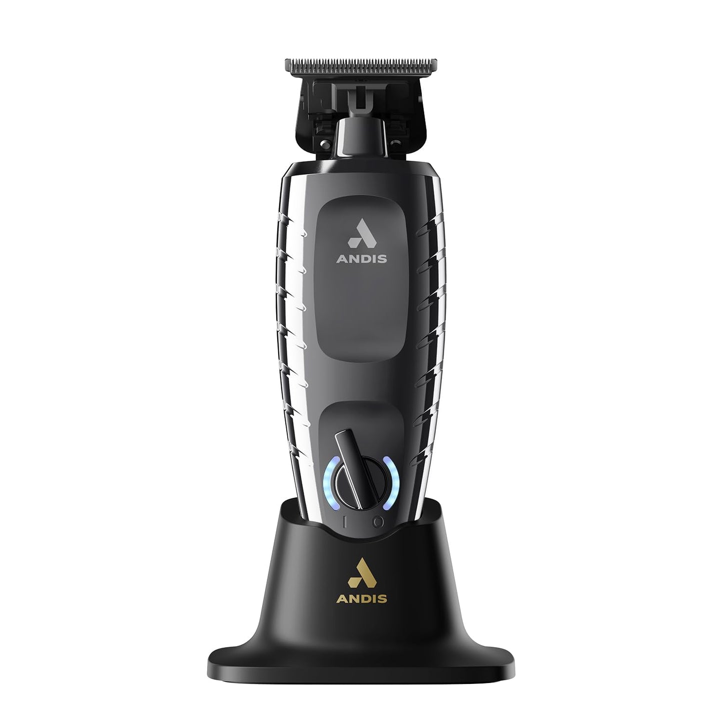 White Smoke Andis 562627 GTX-EXO II Professional Cordless Lithium-ion Electric Beard & Hair Trimmer with Charging Stand, Black Chrome