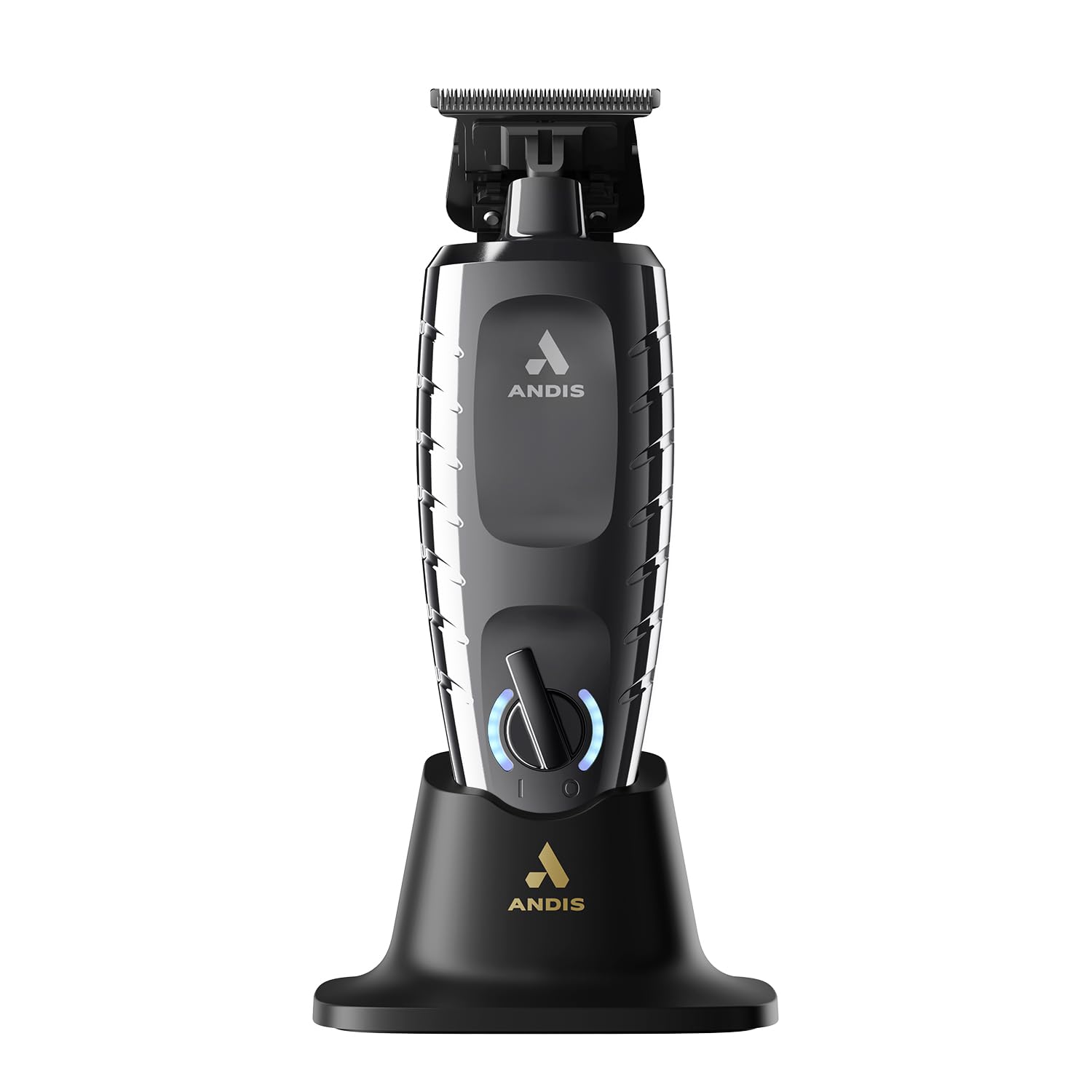 White Smoke Andis 562627 GTX-EXO II Professional Cordless Lithium-ion Electric Beard & Hair Trimmer with Charging Stand, Black Chrome