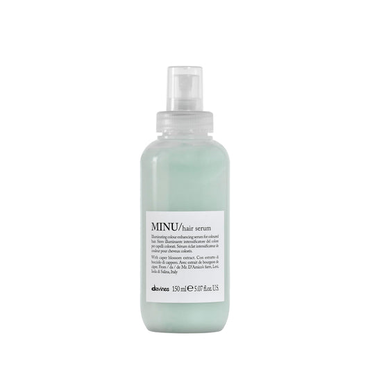 Gray Davines MINU Hair Serum, Protective Leave-In Moisturizing Formula for Colored Hair - Preserves Cosmetic Color, Extending its Duration and Giving Great Shine with Salina Caper, 5.07 Fl Oz