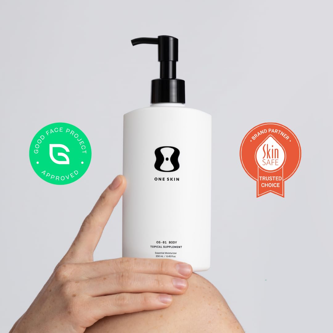 Light Gray oneskin BODY OS-01 Peptide Topical Supplement & Skin Longevity Age Reversal Moisturizer | Safe for Sensitive Skin, Fragrance-Free, 250 mL / 8.45 oz