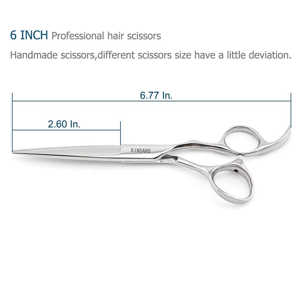 White Smoke Professional Hair Shears 6" Silvery Blind Hole Sharp Hair Cutting Scissors Haircut Barber Scissors Barber Shears Convex Edge 440C KINSARO for Hairdresser Barbershop or Home Use