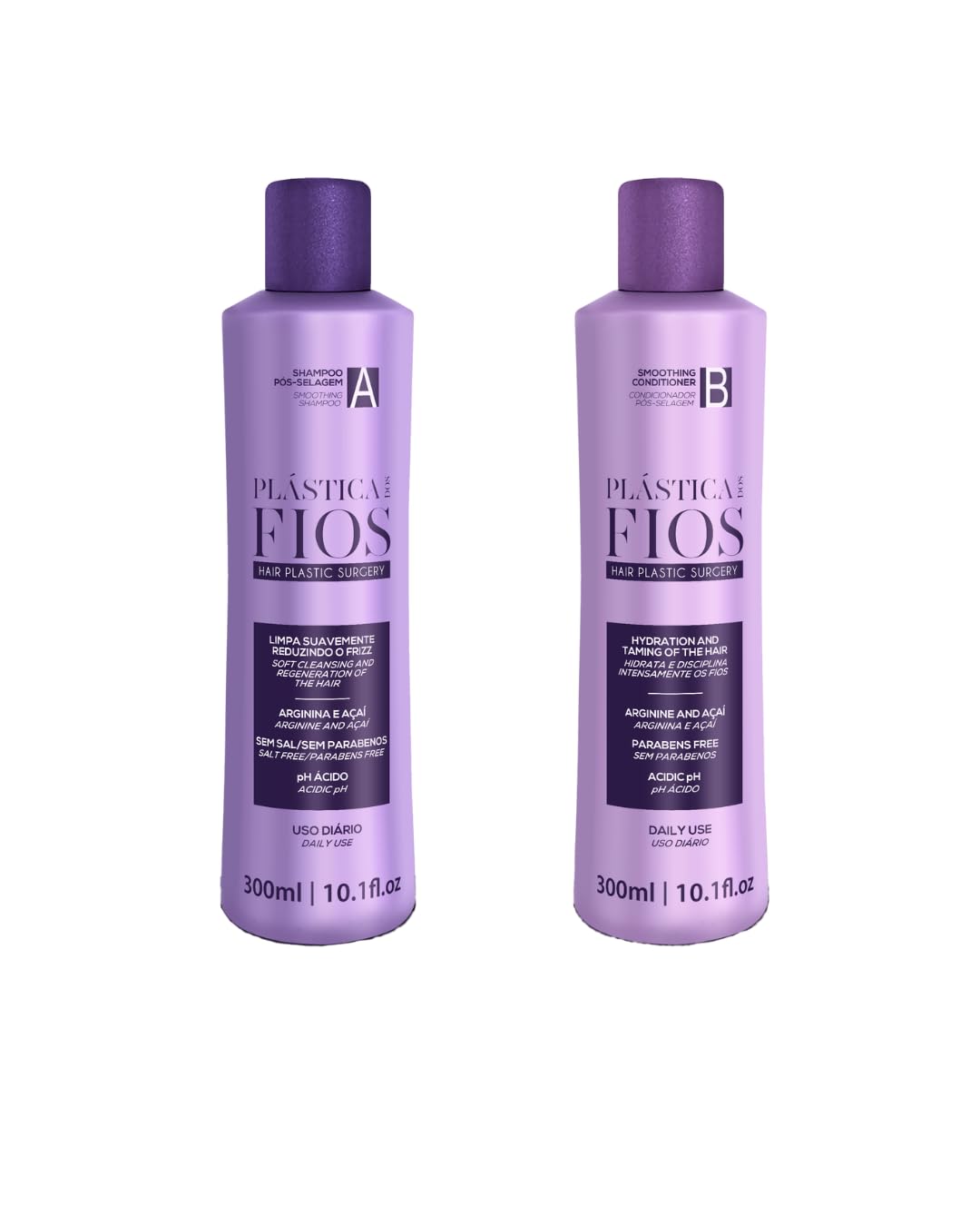 White Smoke Plastica Dos Fios Home Care Kit- Maintenance Set Shampoo and Conditioner Hair Smoothing For All Hair Types, (2x300ml) Keratin Hair