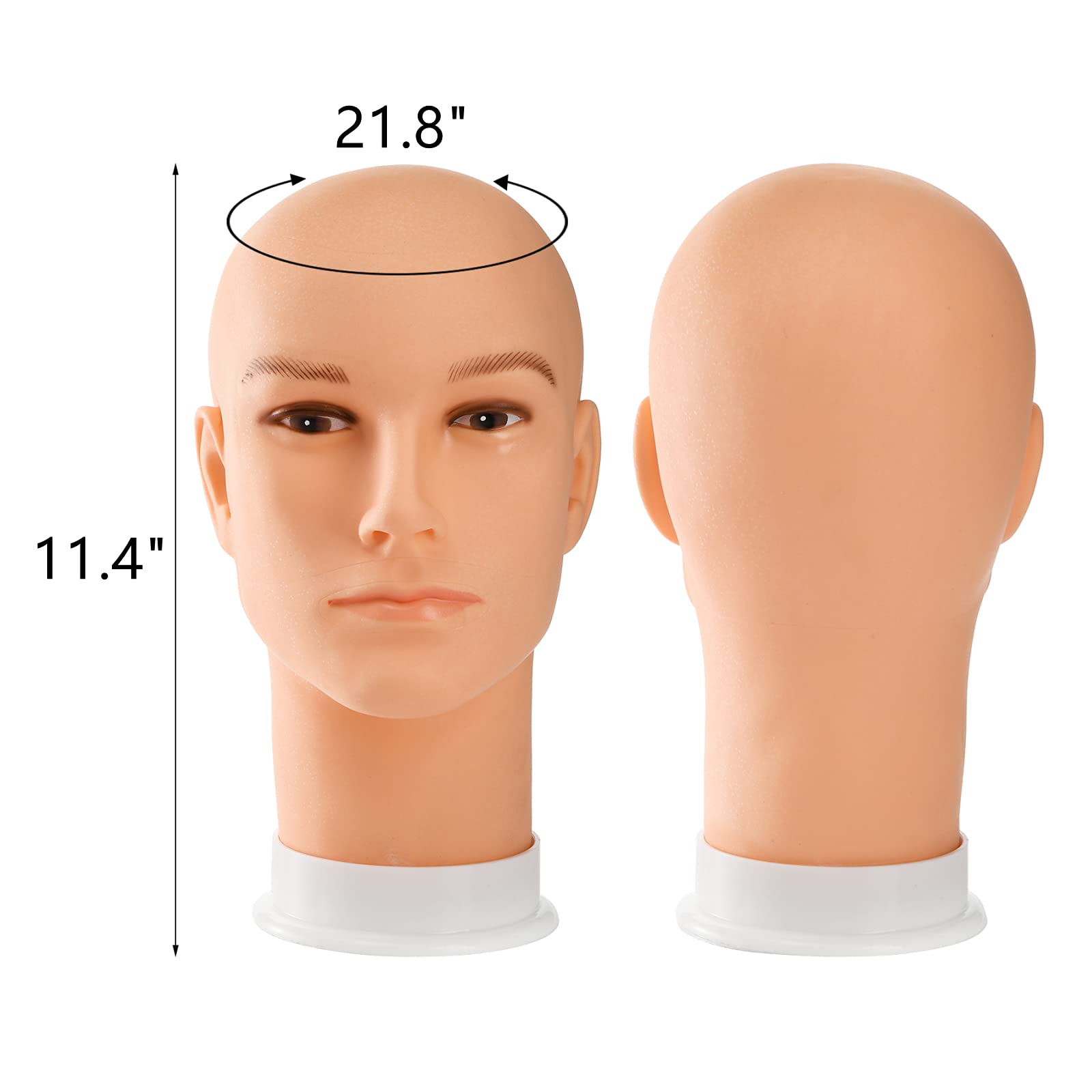 White Smoke Dicunoy 2PCS Mannequin Heads, Male Hair Model, Bald Wig, Afro American Cosmetology Head for Eyeglasses, Hairs, Hat, Helmet, Glasses Display