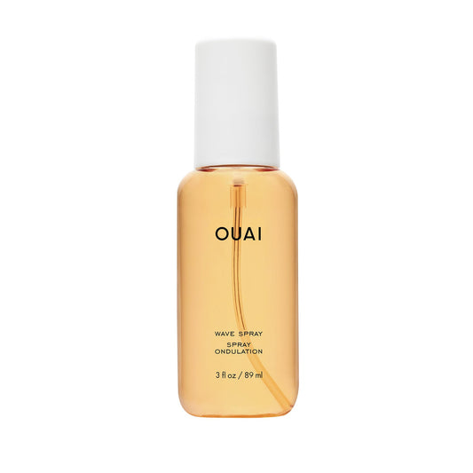 Light Goldenrod OUAI Travel Size Wave Spray - Texture Spray for Hair with Coconut Oil and Rice Protein - Adds Texture, Volume & Shine for Beach Waves - Paraben Free, Safe for Color & Keratin-Treated Hair (3 fl oz)