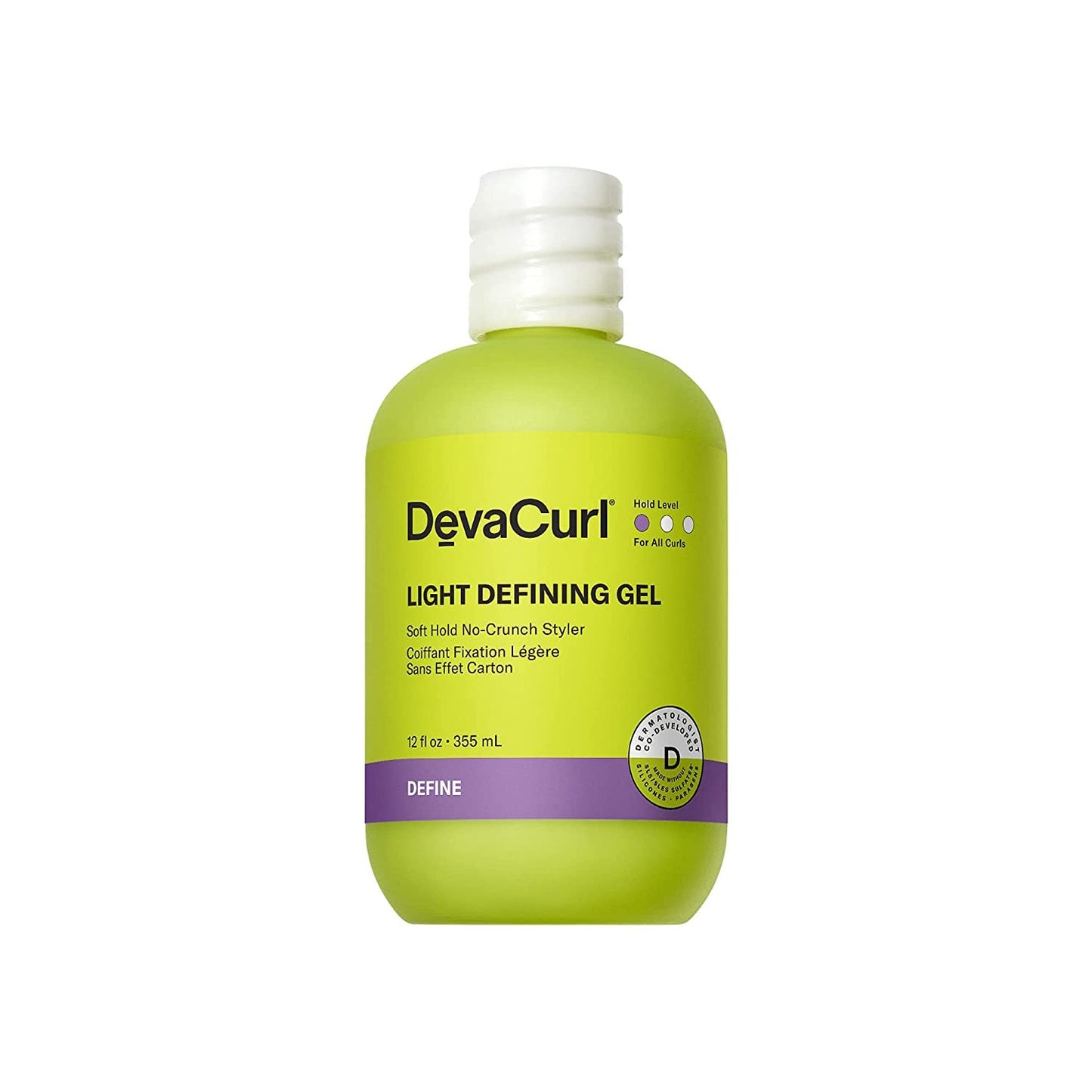 White Smoke DevaCurl Light Defining Gel Soft Hold Non-Crunch Styler, Bright Breeze, 12 fl. oz