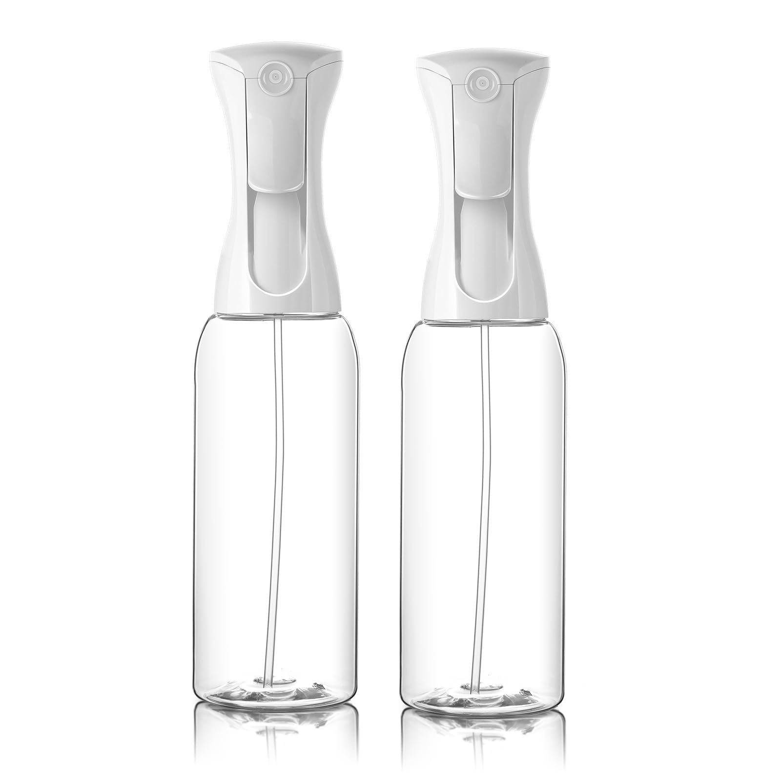 White Smoke Mistifi Continuous Mist Spray Bottle – Ultra Fine Refillable Water Mister for Hair, Plants, Cleaning, Skincare, Salon & Home Use　(500ml 2Pcs, Transparent bottle)