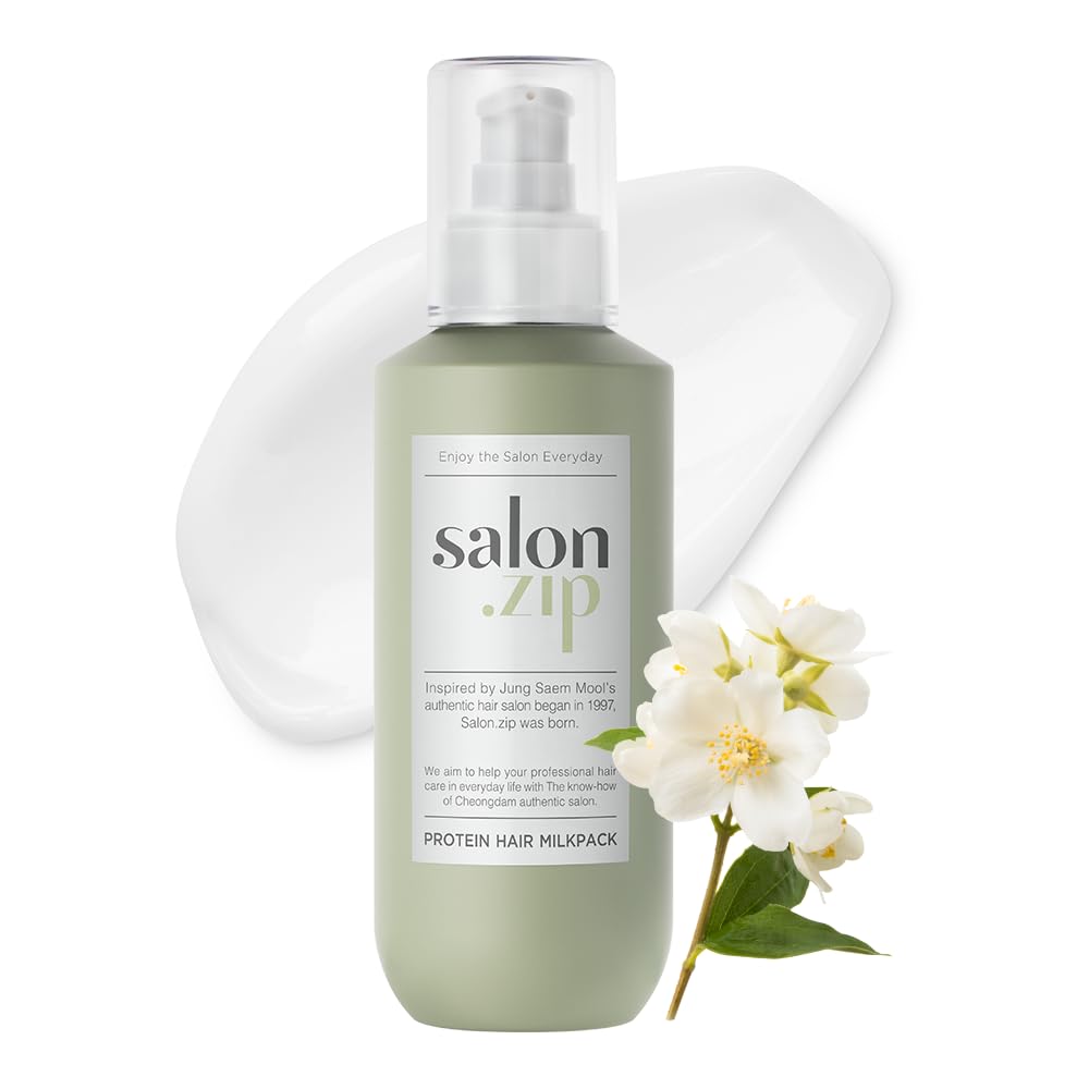 White Smoke JUNG SAEM MOOL OFFICIAL Salon.ZIP Protein Hair Treatment Pack - 6.8 fl oz (200 ml) | Korean Beauty | Hair Essence Cream for Damaged Hair